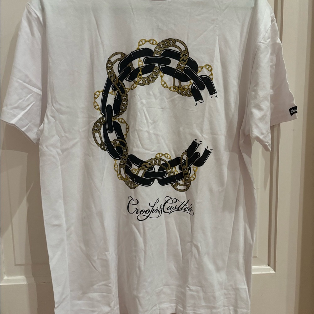 Crooks & Castles White Tee with Logo Tag
